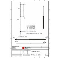 Sprężyna gazowa Typ 10/22, dł. 555 mm, skok 250 mm, gwint...