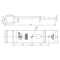 KARTT - Zapinacz burty wygięty 35 x 145 x 20 mm