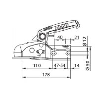 AL-KO - Zaczep kulowy AK 161, 1600 kg, FI 35/45/50  mm, otwory 12,5 mm z Soft-Dock