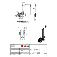 Koło podporowe FI 60 mm automatycznie/uchylne, płaskie mocowanie, dopuszczalny nacisk 250 kg