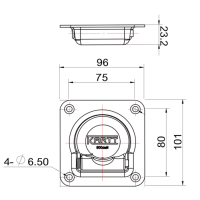 Uchwyt podłogowy wpuszczany do mocowania pas&oacute;w ładunku 96 x 101 mm