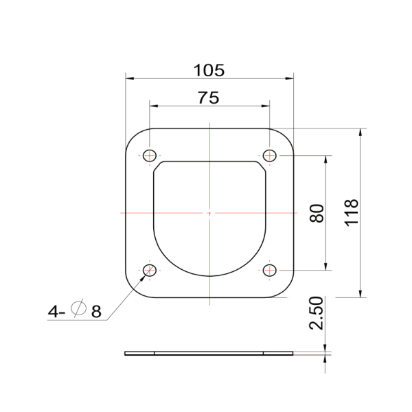 Płytka dociskowa do wpuszczanego uchwytu do zabezpieczenia ładunku 105 x 118 mm do 77082