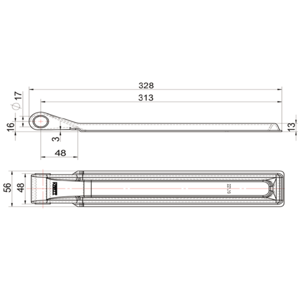 Zawias burty przyczepy 328 mm typu 1860133/BSCH 10-17-320