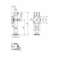 Noga podporowa obrotowa, kwadrat  60 x 410 mm