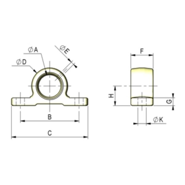 Blok łożyskowy skręcany FI 40 mm, komplet 2 szt