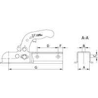 KNOTT - Zaczep kulowy KQ14-A, 1400 kg, kwadrat 50 mm, otwory 12,5 mm