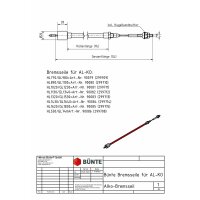 Linka hamulcowa 1020/1230 mm z cylinderkiem 26 mm do AL-KO,  299711