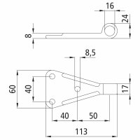 FBS ucho przykręcane, rozmiar 1, 60 x 113 x 24 mm