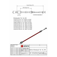 Linka hamulcowa 1620/1816 mm z cylinderkiem 26 mm  do AL-KO, 247289, szybki montaż