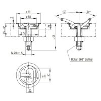 Uchwyt do zabezpieczania ładunku wpuszczany okrągły FI 86 x 21 mm, obrotowy